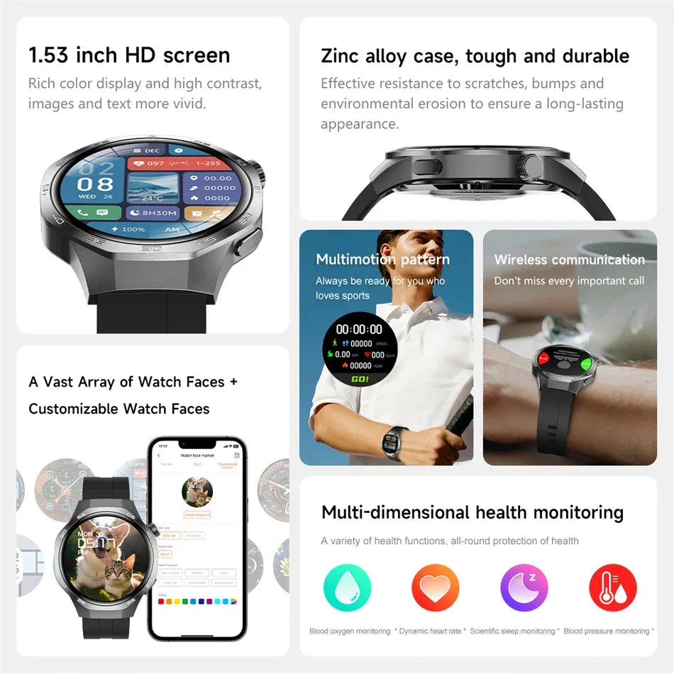 New Watch 5 Pro Smart Watch HD AMOLED Screen GPS Tracker Bluetooth Call Health Monitoring Waterproof Sports SmartWatch Men Women - Wear444