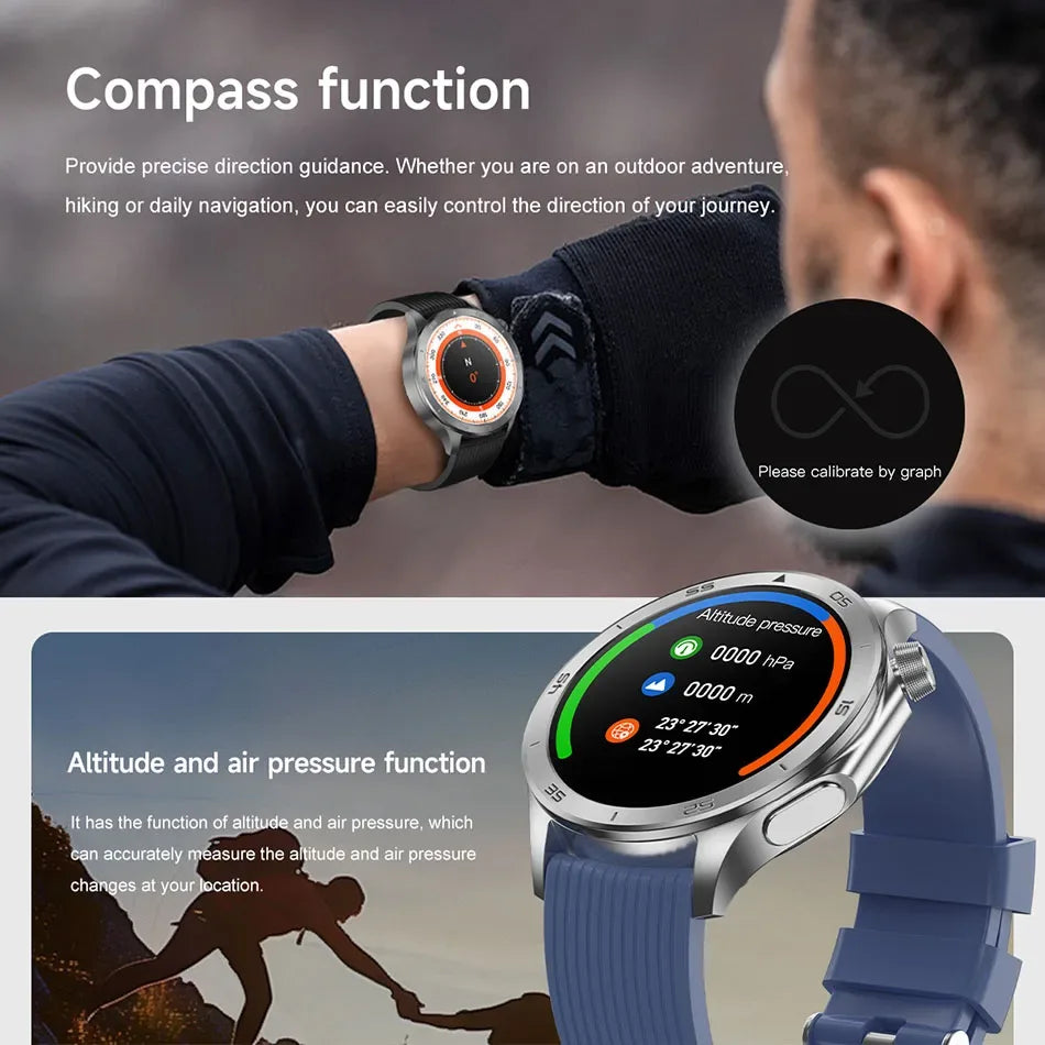 2025 New OPPO X2 Smart Watch Men's GPS Sports IP68 Waterproof Compass Heart Rate Blood Oxygen Bluetooth Call Smartwatches IOS - Wear444