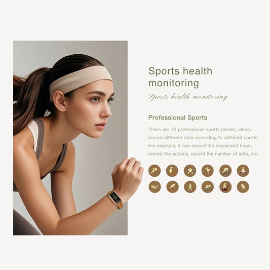 Domars Women Luxury Watch Multi-Functional Smart Watch with 12 Sports Modes Supports Daily Reminders Sitting Reminder Waterproof - Wear444