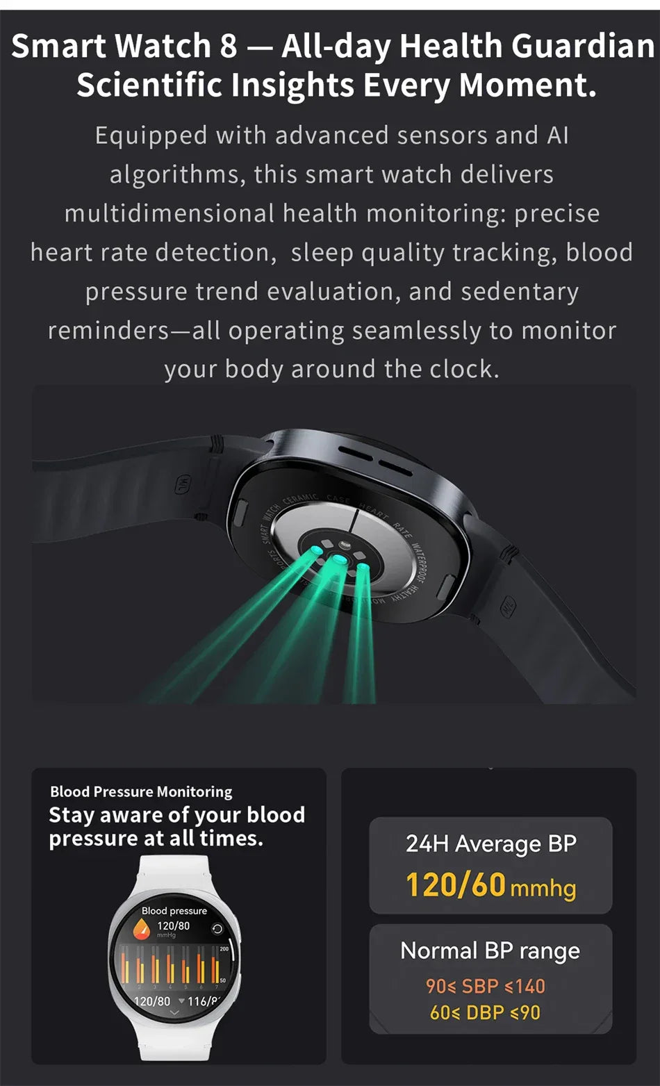 2025 New Smart Watch 8 Classic 46mm Ultra HD Screen ChatGPT GPS NFC Compass Clock Bluetooth Call Waterproof Smartwatch Men Women - Wear444