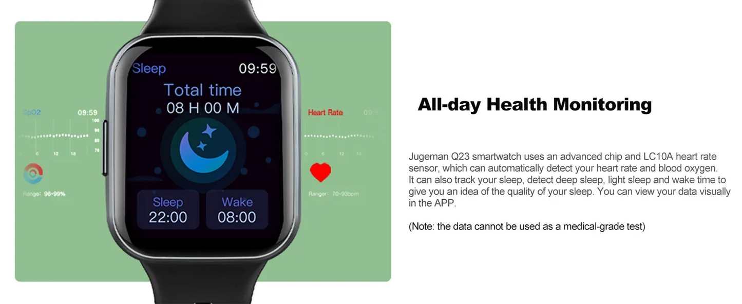 Q23 Smart Watch, Fitness Tracker Watch, 1.69'' Touch Smartwatch Fitness Watch with Pedometer/Sleep Monitor. - Wear444