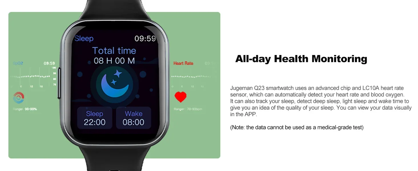 Q23 Smart Watch, Fitness Tracker Watch, 1.69'' Touch Smartwatch Fitness Watch with Pedometer/Sleep Monitor. - Wear444