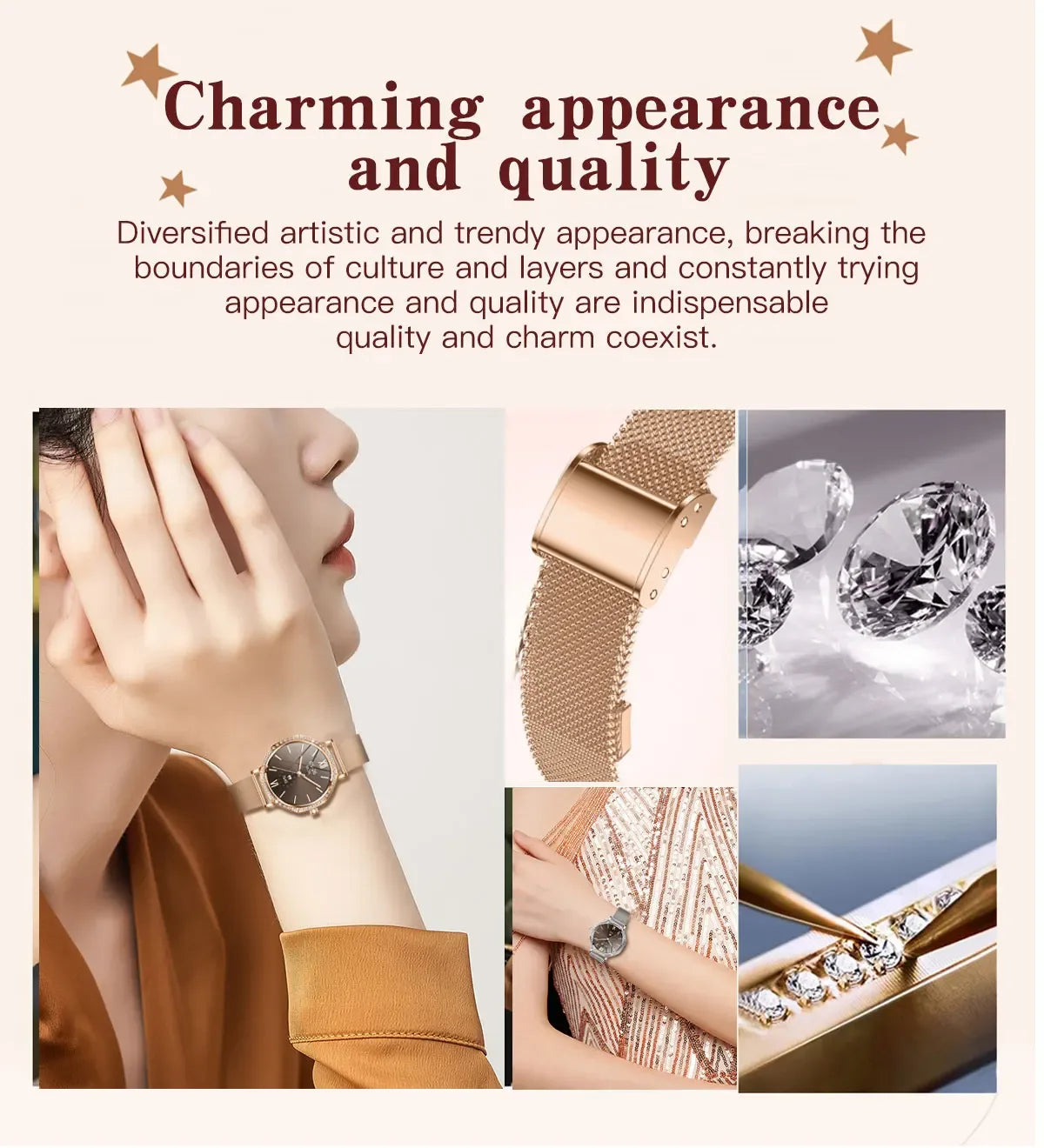 Luxury Women's Smartwatches Diamond Dial Fashion Smart Watch Heart Rate Monitor Sleep Tracking IP67 Waterproof For Android & IOS - Wear444