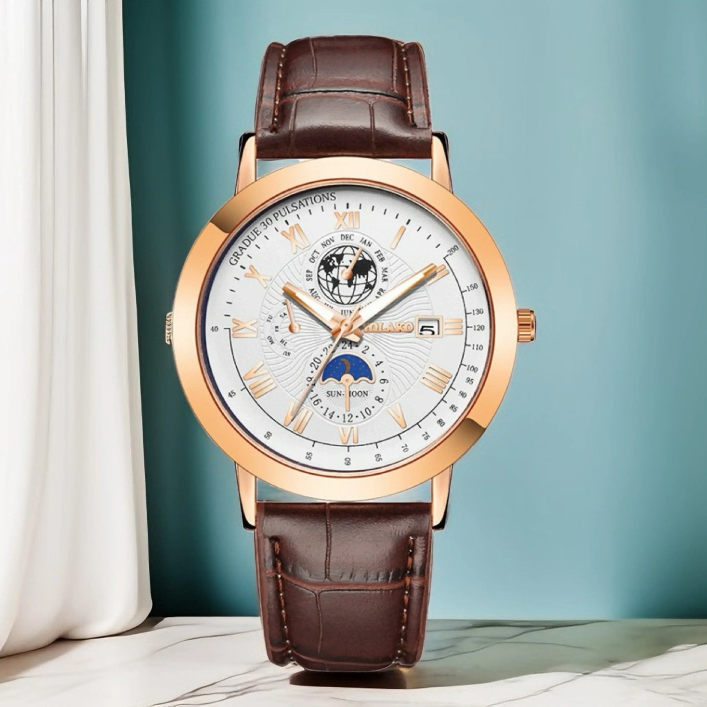 New men's quartz watch Leather Mens Luxury Business gentlemanliness Quartz Wrist Watch for Business activity