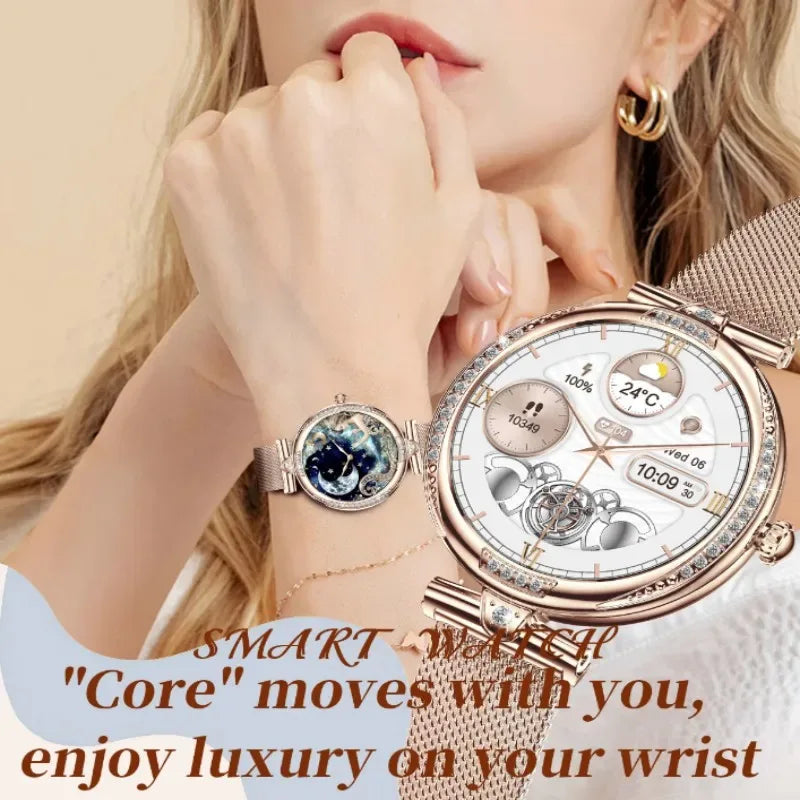 NX17PRO Women's Smart Watch With Metal Strap AMOLED Screen Bluetooth Calls Sports Health Monitor Fashion Decoration Wristwatch - Wear444