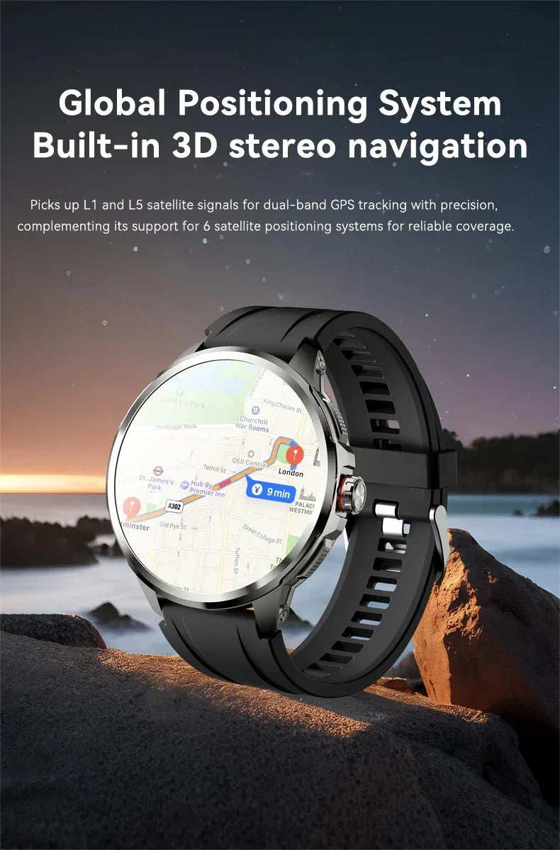 8GB+128GB RAM 5G/4G Smart Watch 1.95 inch AMOLED 2100mah Battery 900W Camera GPS WIFI Google APP Download Android 9.0 Smartwatch - Wear444