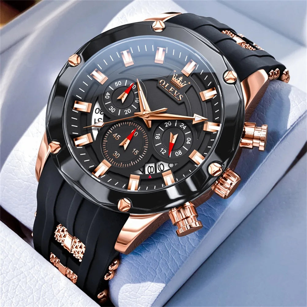 OLEVS Blue Sport Watch - Luminous Rubber Band Athletic