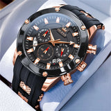 Watches For Men OLEVS Fashion Mens Quartz Watches Luminous Hand Blue Rubber Band Sport WristWatch Relogio Masculino