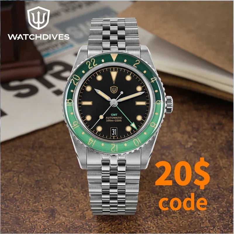 Watchdives WD6542 GMT 38mm NH34 automatic watch hero shot — Wear444