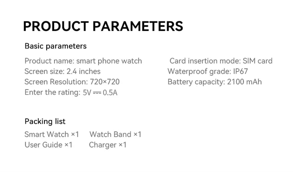 5G/4G Full Network Smart Watch 2.40 inch Big Screen HD Video Call 8GB+128GB RAM 2100mAh Google Play WIFI GPS Sim Card Smartwatch - Wear444