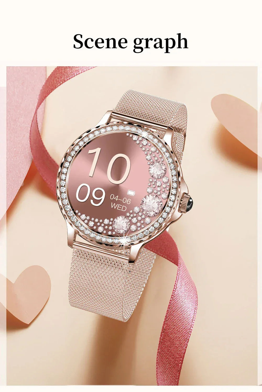 MEVADEN Rose Gold Smart Watch Bluetooth Call Lady 100+ Sports Mode Fitness Health Monitor Women Smartwatch for IOS Android NX19 - Wear444