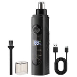 Electric Nose Hair Trimmer for Man Women Digital Display 360° Roating Machine Nose Ear Hair Remove Shaver Razor Detachable Blade