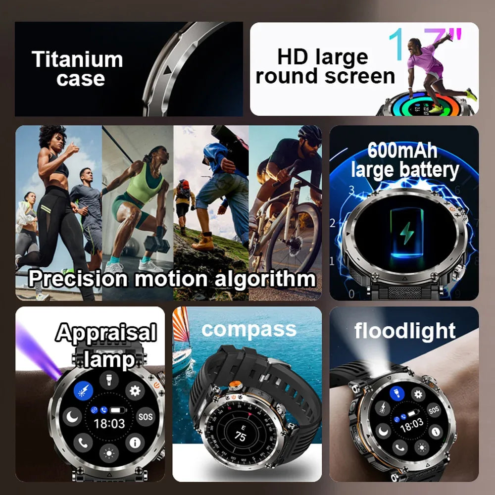 Outdoor Sports Smart Watch Men AMOLED Screen NFC Heart Rate Bluetooth Call 5ATM Waterproof Smartwatch 2025 New Fashion Luxury - Wear444