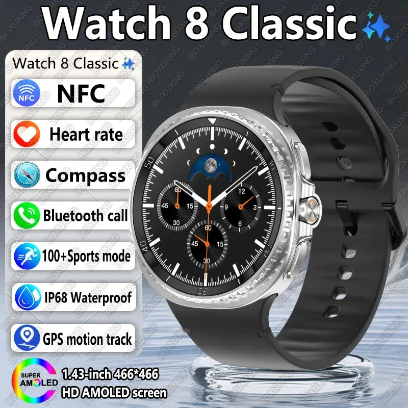 2025New Watch 8 Classic Smart Watch Men AMOLED Screen Bluetooth Call GPS Track Heart Rate IP68 Waterproof Smartwatch For Samsung - Wear444