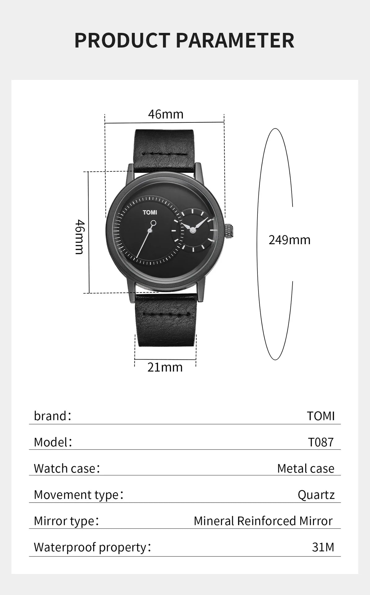 Elegant Watch for Men Simple Style Men Quartz Wrist Watches Casual Leather New Wristwatch Minimalist Black White Brown Man Clock