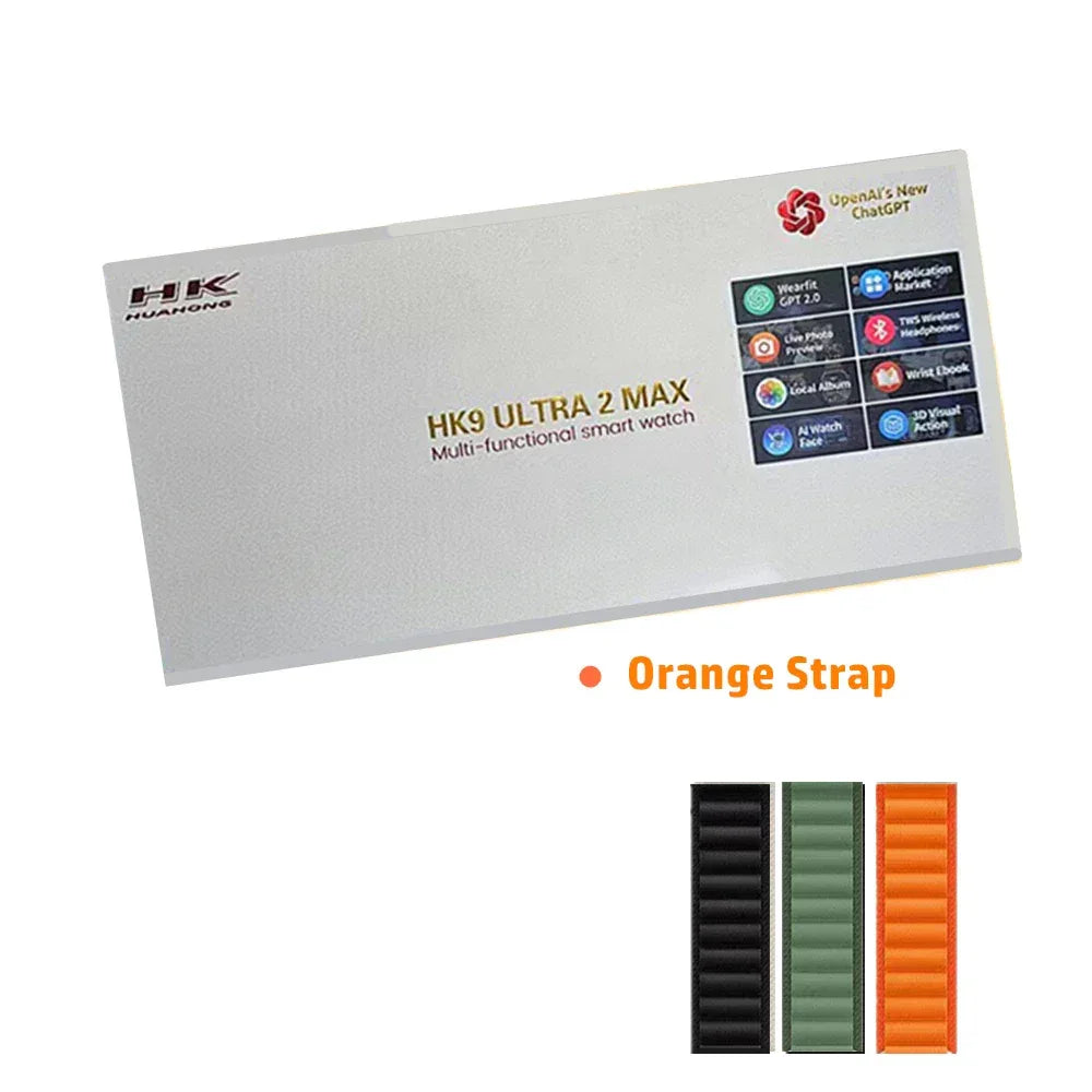 HK9 Ultra 2 MAX Gen4 AMOLED Screen Smart Watch 2GB ROM ChatGPT Local Music Album E-Book Connect TWS For IOS Android Smartwatch - Wear444