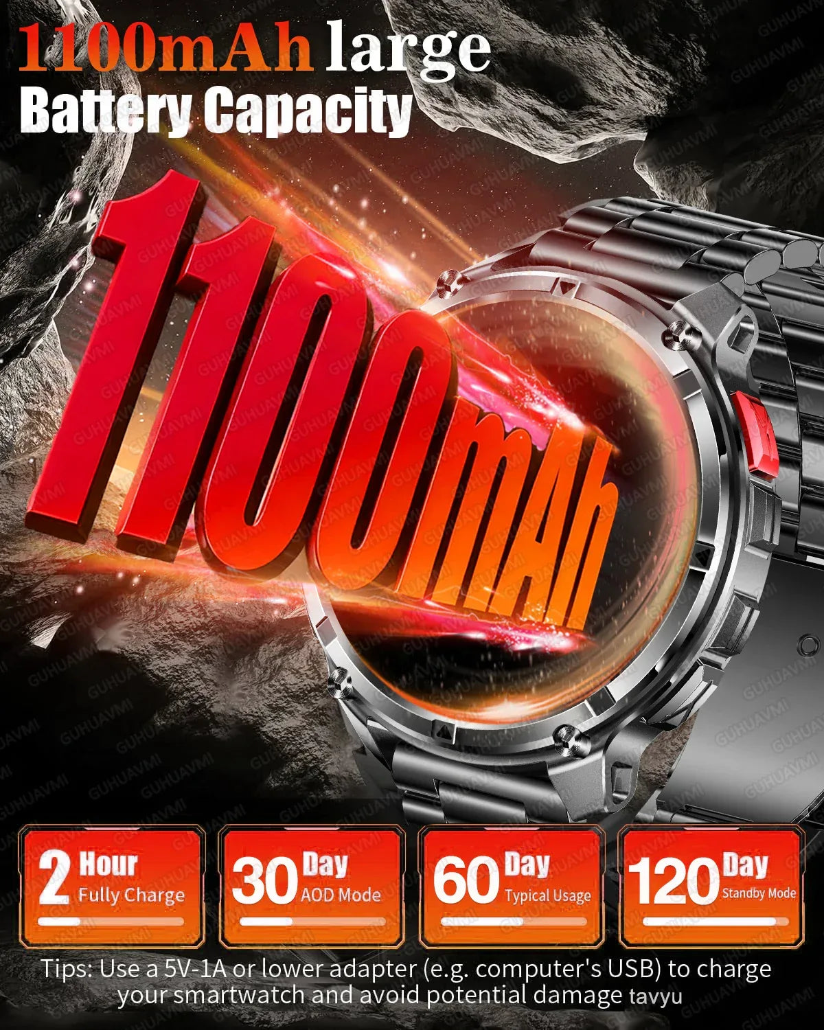 2026 New T-REX3 1100mAh Battery Smart Watch Men 10ATM Waterproof GPS Bluetooth Call 1.7" AMOLED HD Sports Flashlight Smart Watch - Wear444