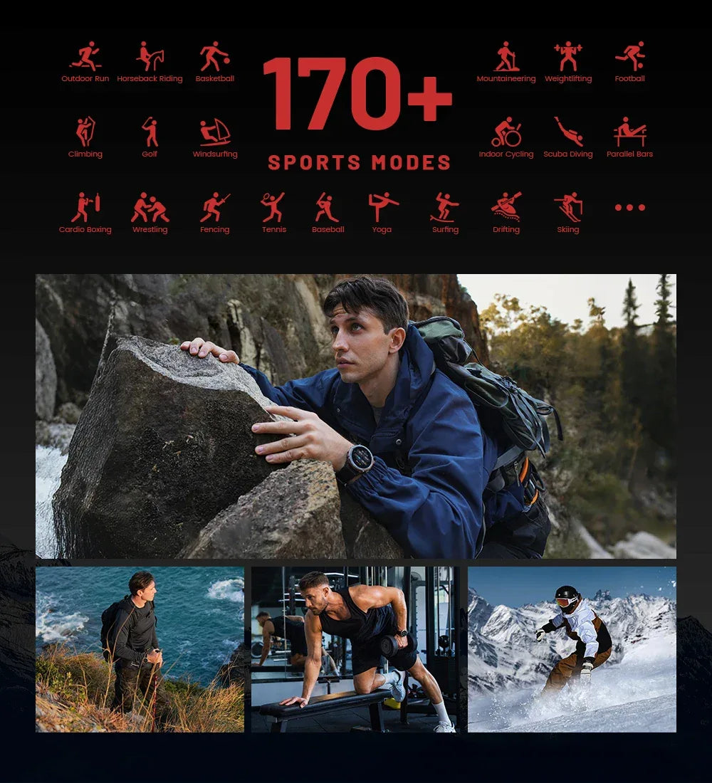 KOSPET TANK T3 Ultra 2 GPS Smart Watch for Men Bluetooth Call 5ATM IP69K Waterproof Men's Watch Stainless Steel Health Monitor - Wear444