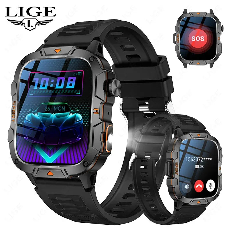 2025 Outdoor Sports Smart Watch GPS Tracker 5ATM Flashlight 1.96" HD Display Screen Bluetooth Call Men Fitness Watches - Wear444
