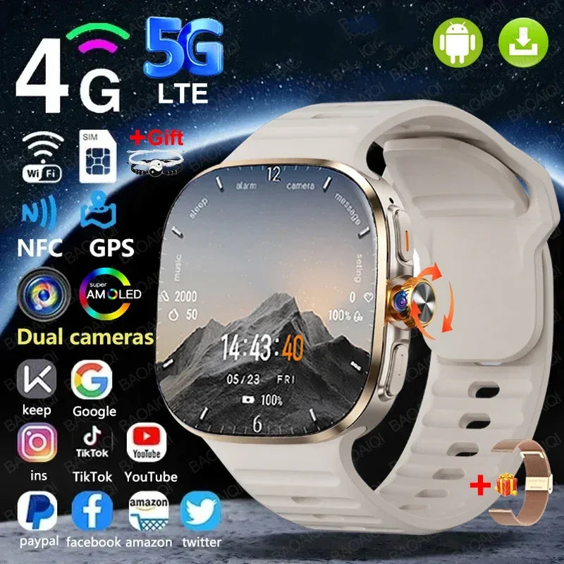 4G/5G Smartwatch 2.40 inch Larger Screen 190° Rotary Camera 16GB+256GB GPS Map WIFI Connect Apps Download Smart Watch Android 10 - Wear444