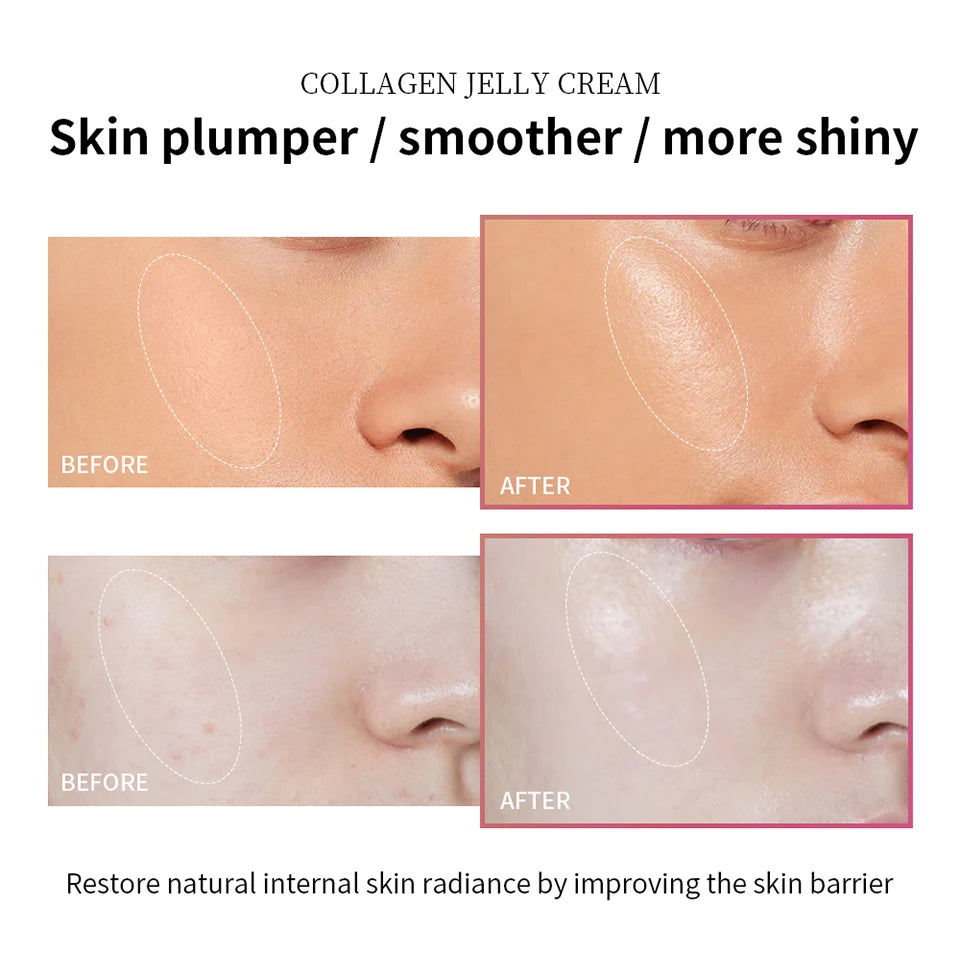 Collagen Jelly Cream Lifted Look Gives 24h Glow Tightening Soothing Moisturizing Anti-Aging Firmness Hydration Pink Gel 100ml