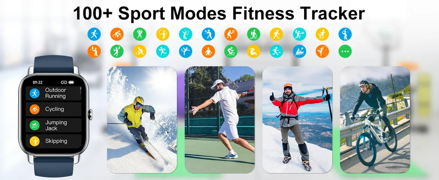 Smart Watch, 1.85" Smartwatch for IP68 Waterproof, 110+ Sport Modes, Fitness Activity Tracker, Heart Rate Sleep Monitor. - Wear444