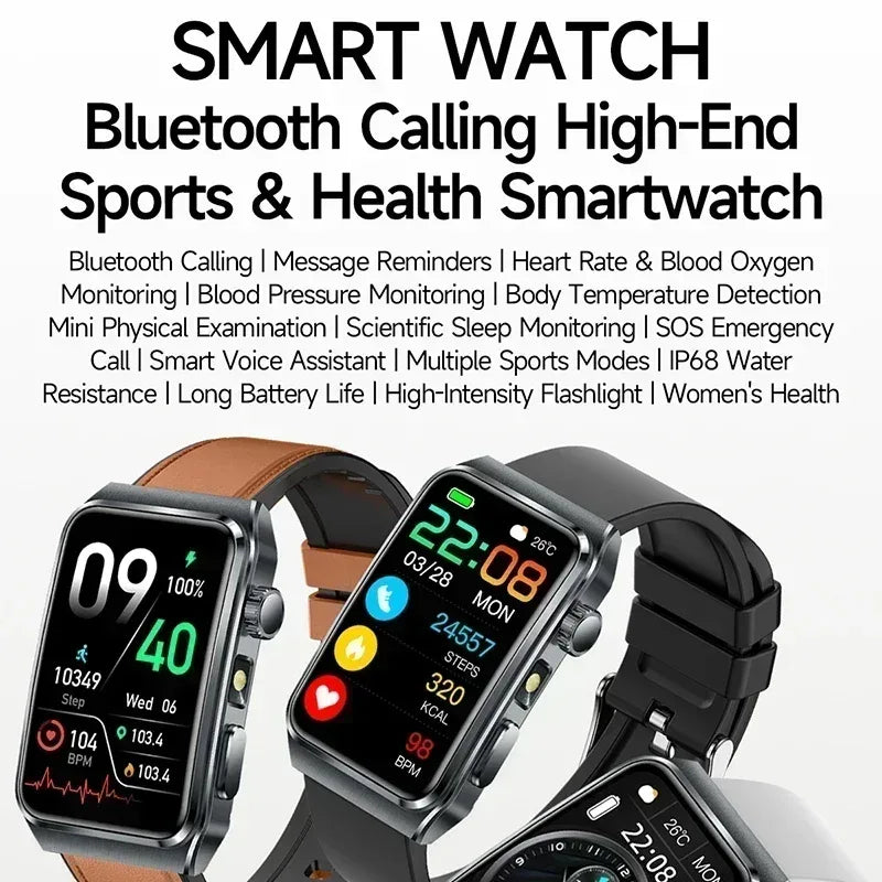 2025 New Nursing Grade ECG+PPG Pulse therapy Smartwatch Men Blood lipid Uric acid Bluetooth call Health Bracelet For Android iOS - Wear444