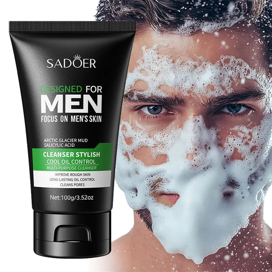 Men's Facial Cleanser Deep Clean Improve Oily Face Wash Cream Face Wash Foam Brightening Rejuvenation Face Cleanser Skin Care