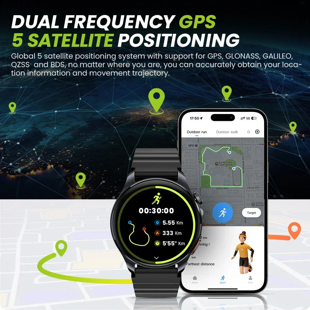 HAYLOU Watch 4S GPS Smartwatch 1.43” HD AMOLED Display 5 Satellite GPS Positioning 120+ Workout Modes Sport Fitness Smart Watch - Wear444