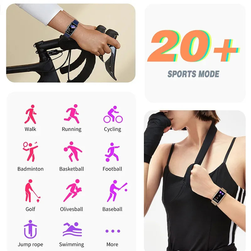 For Android IOS Smart Bracelet Women Smartwatch Men Heart Rate Blood Oxygen Waterproof Sport Smart Band Watch For Ladies +Gift - Wear444