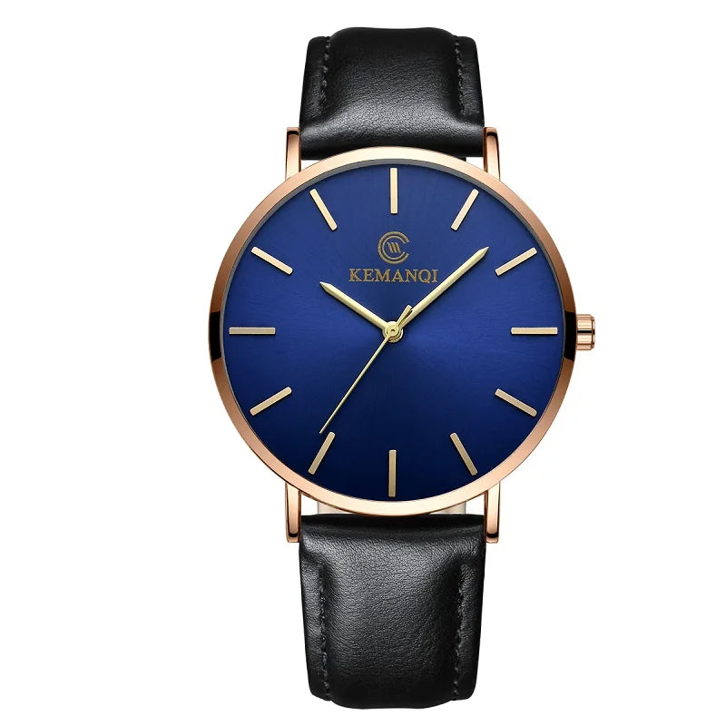 Top Brand Mens Watches Fashion Ultra Thin Analog Quartz Watches Leather Belt Simple Temperament Men's Clock relogios masculino