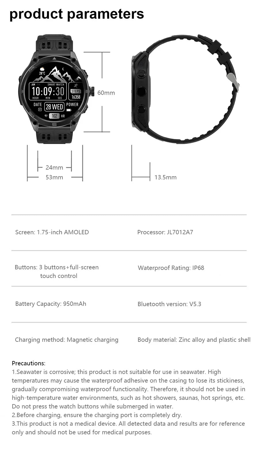 2025 New Military T-Rex 3 Ultra GPS Smart Watch 1000mAh Battery 10ATM Waterproof Compass Flashlight Sports trackr Smartwatch Men - Wear444