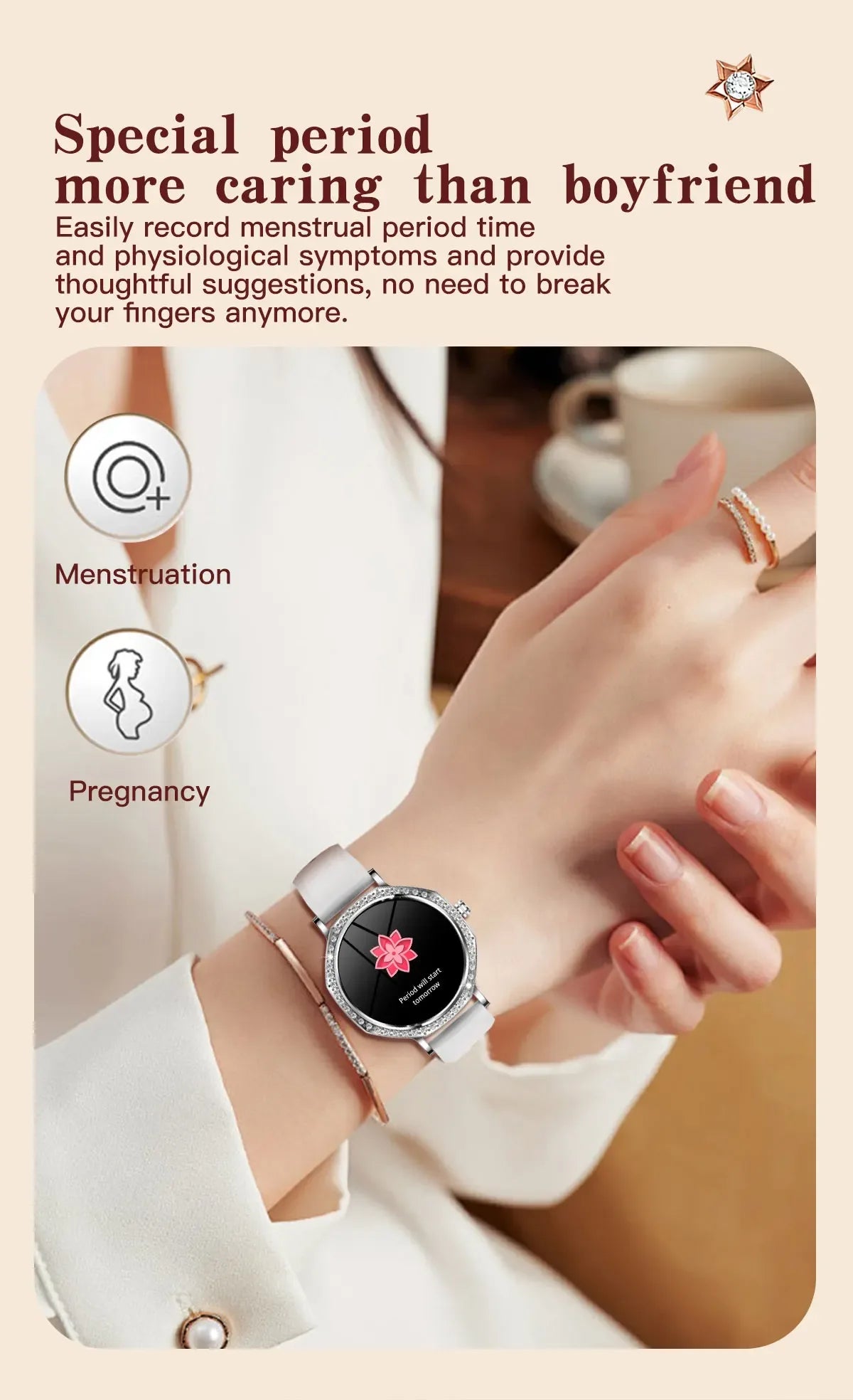 Luxury Women's Smartwatches Diamond Dial Fashion Smart Watch Heart Rate Monitor Sleep Tracking IP67 Waterproof For Android & IOS - Wear444