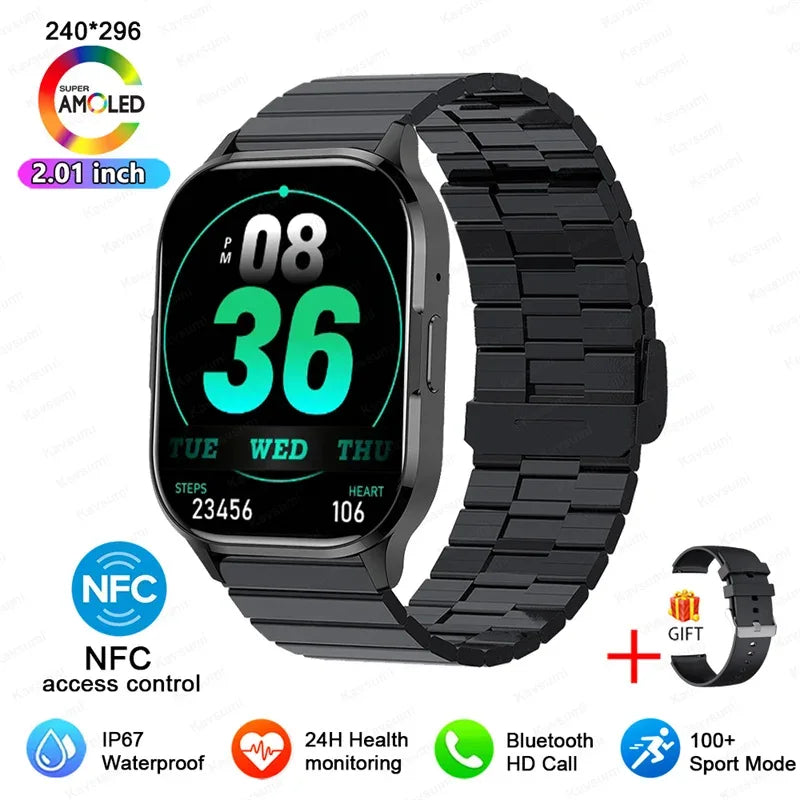 2025 NFC Smartwatch AMOLED Screen Always show Time Bluetooth Call Series 9 Clock Custom Dial Men Sport Health Women Smart Watch - Wear444