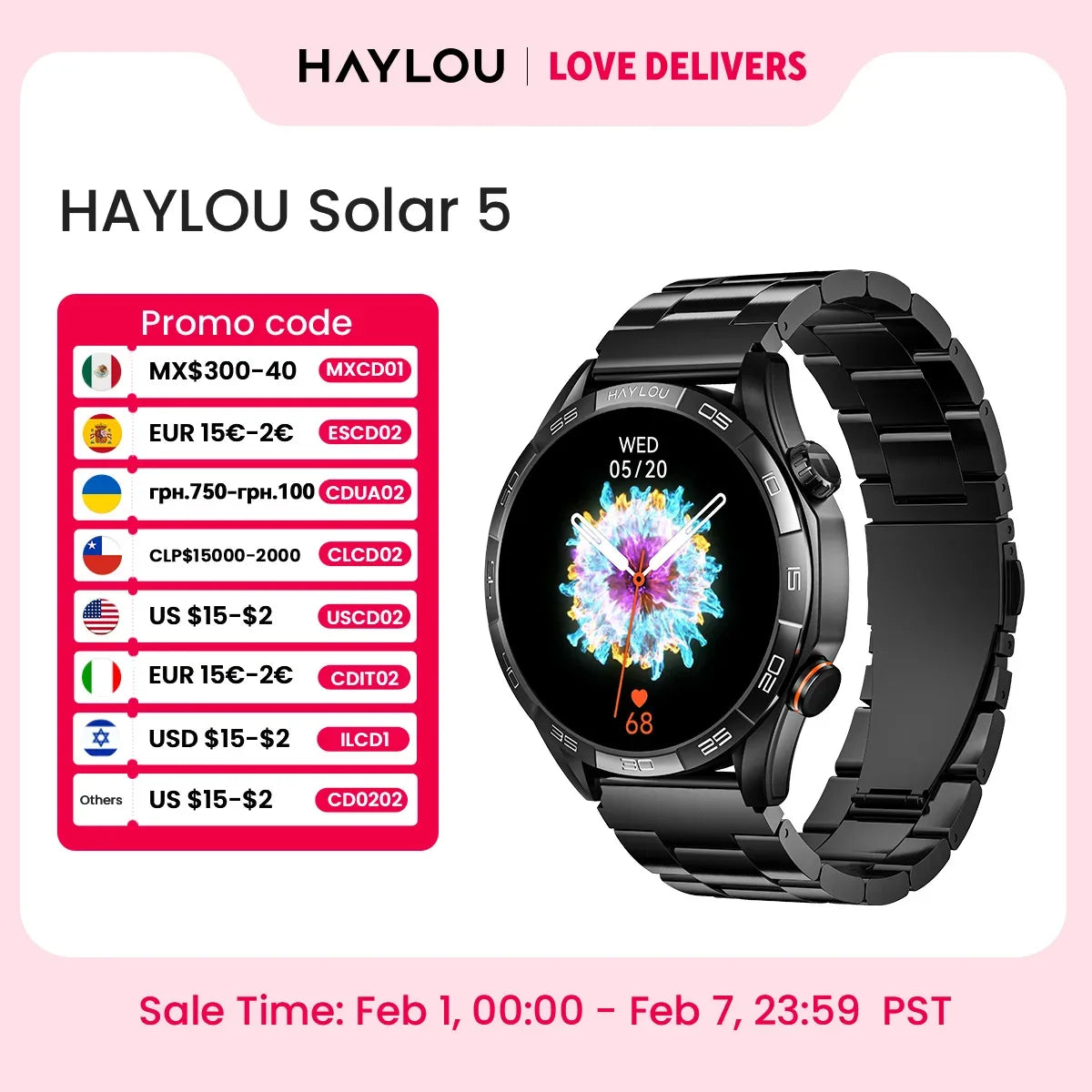 HAYLOU Solar 5 Voice Calling Smartwatch 1.58'' AMOLED Display 60Hz Smart Watch 24H Health Monitoring Sports Smartwatch for Men - Wear444