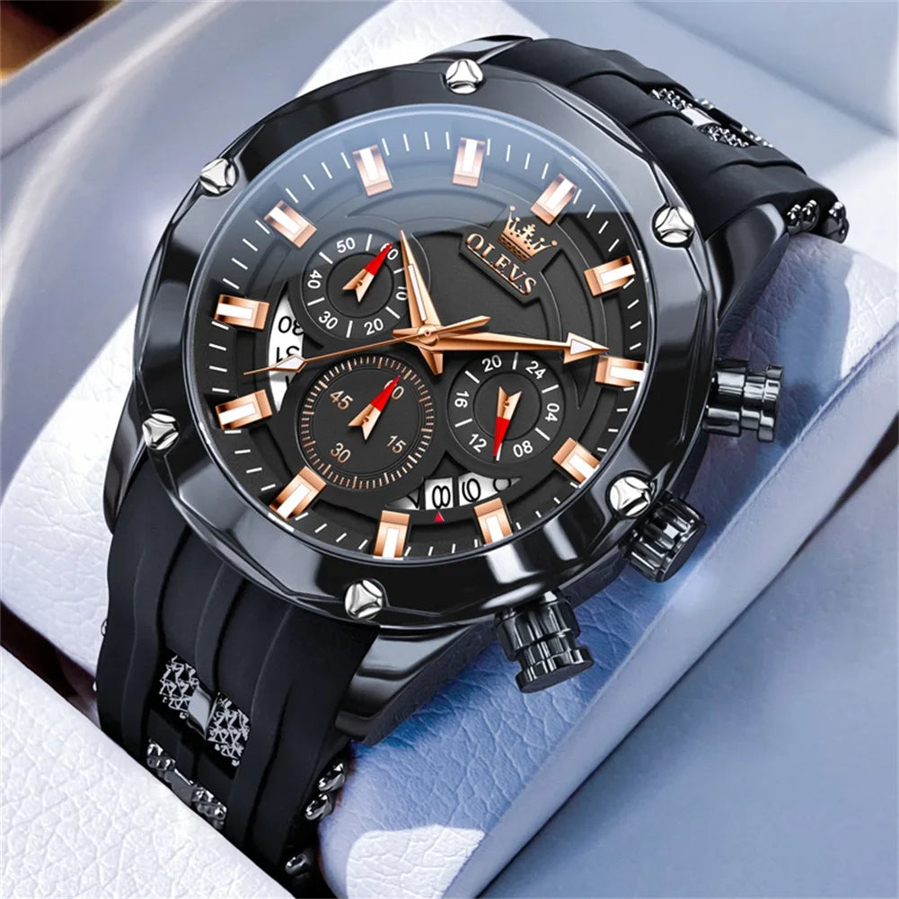 OLEVS Blue Sport Watch - Luminous Rubber Band Athletic