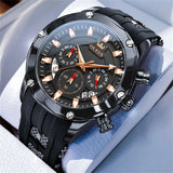 Watches For Men OLEVS Fashion Mens Quartz Watches Luminous Hand Blue Rubber Band Sport WristWatch Relogio Masculino