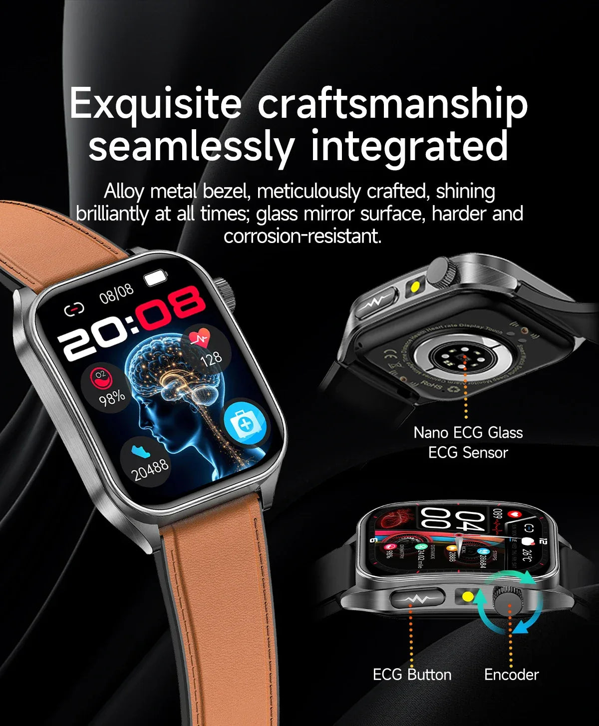 2025Hot AI-GPT Diagosis ECG Health SmartWatch Blood Pressure Lipid Uric Acid 650nm Dual-Probelaser Heart Analysis Smart bracelet - Wear444