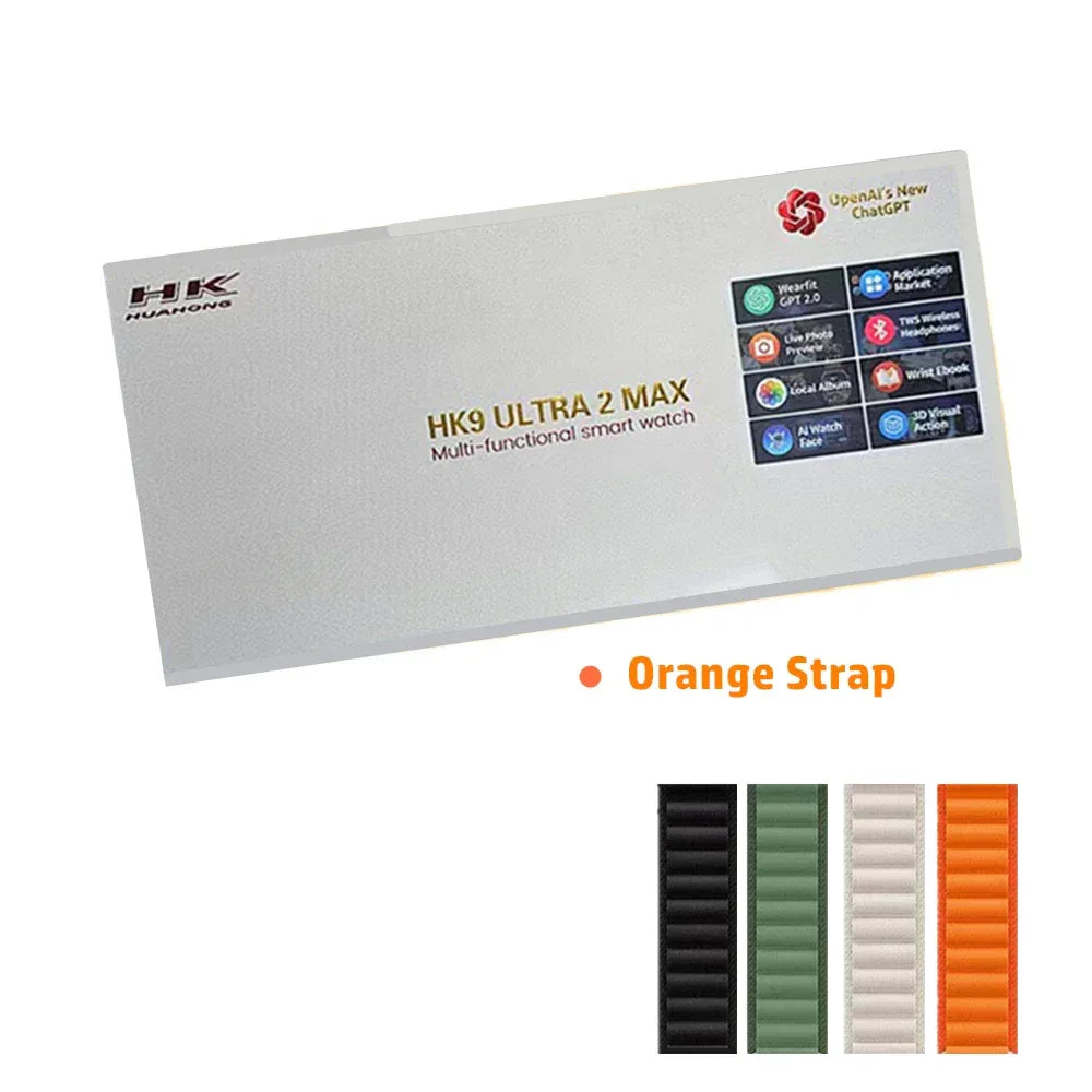 HK9 Ultra 2 MAX Gen4 AMOLED Screen Smart Watch 2GB ROM ChatGPT Local Music Album E-Book Connect TWS For IOS Android Smartwatch - Wear444