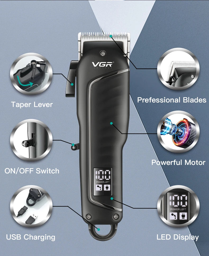 V-683 Hair Clipper Professional Electric Hair Trimmer Rechargeable Clipper Haircut Machine Men's Barber Hair Cutting Machine