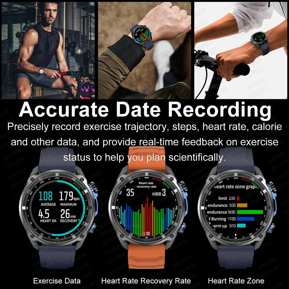 2025 New T-Rex Tactical Smartwatch Built-in GPS Offline Map 4GB Memory 5ATM IP69K Swimming Waterproof Men Militray Smart Bracele - Wear444