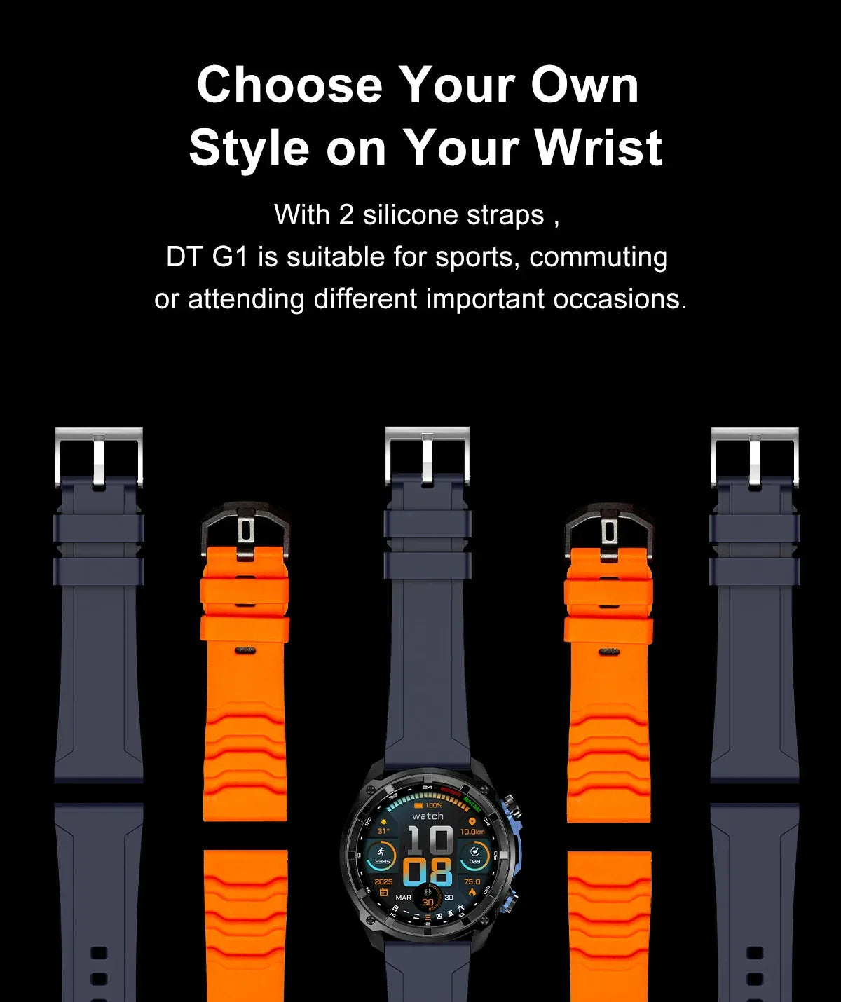 2025 New T-Rex Tactical Smartwatch Built-in GPS Offline Map 4GB Memory 5ATM IP69K Swimming Waterproof Men Militray Smart Bracele - Wear444