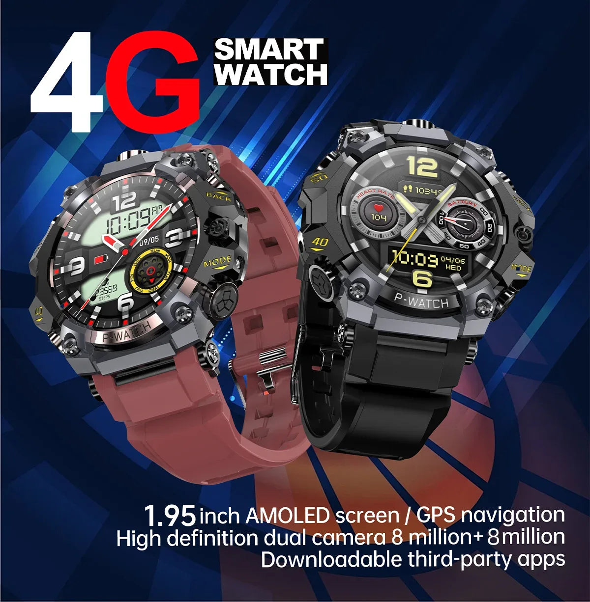 Q668 Smartwatch Android 10.0 Smart Watches With 1.95 inch Amoled Larger Screen insert 4g/5g Sim Card GPS WIFI IP68 Waterproof - Wear444