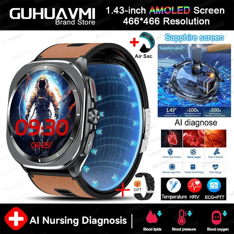 Airbag measurement Smart Watch Men ECG Air Pump Blood Pressure Blood Oxygen BT Call NFC SmartWatch For Man Android iOS upgrade - Wear444