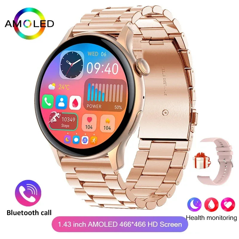 2026 New True AMOLED Smart Watch Ladies Screen Always Show Time 466*466 HD Health Tracker Voice Calling NFC Smartwatch Women - Wear444
