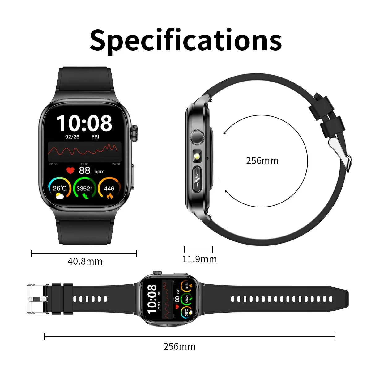 Accurate Measurement Health Smart Watch ECG+PPG Uric Acid Blood Pressure Blood Lipids BT Call Bluetooth Sport tracker Smartwatch - Wear444