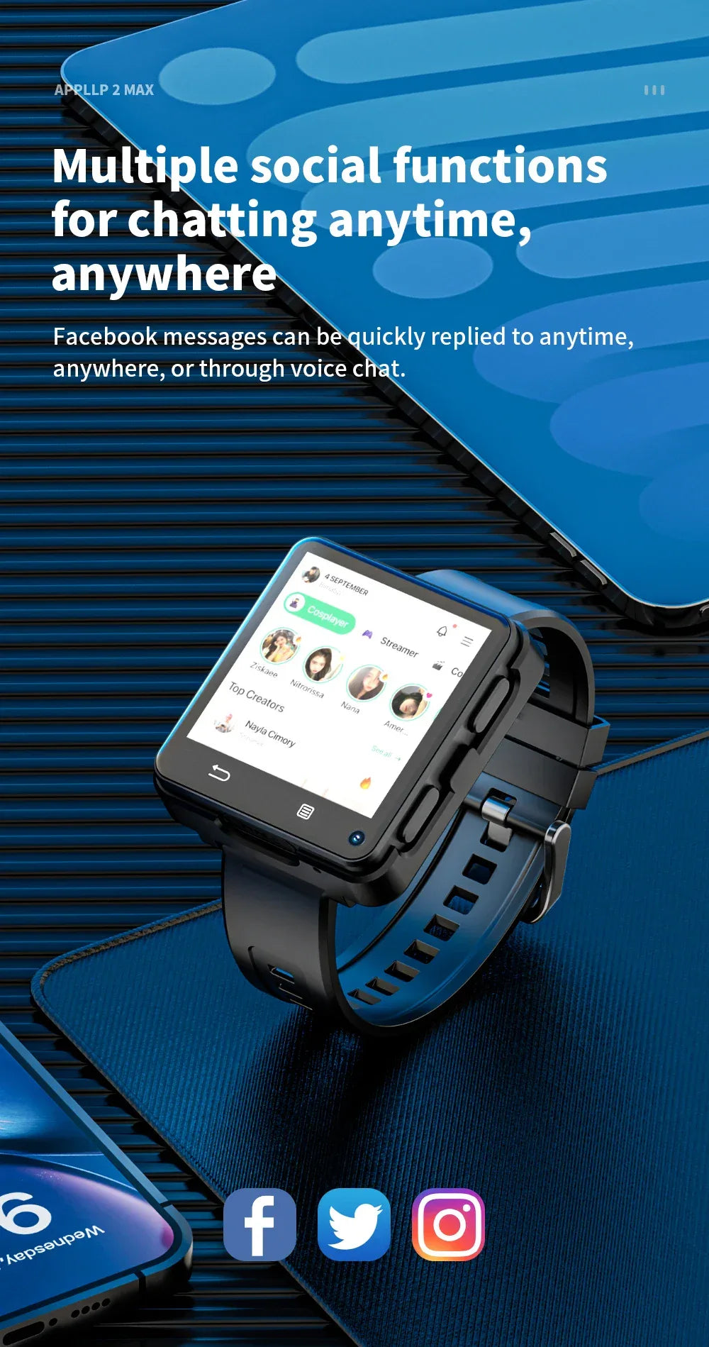 LOKMAT New APPLLP 2 MAX Dual Camera Android 11 Watch Phone Wifi Videos Calls Smart Watch Network Detachable Strap Mini Phone - Wear444
