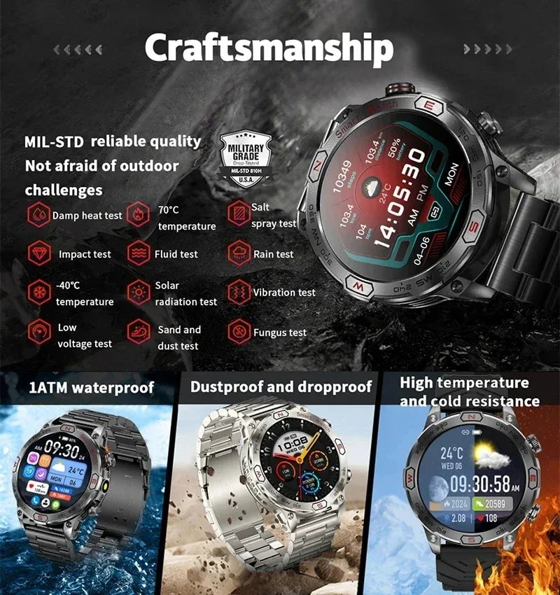 2025New Smart Watch AMOLED Screen GPS Sport Fitness Waterproof LED Lights Compass HD Call Call Smartwatch For Android iOS man - Wear444