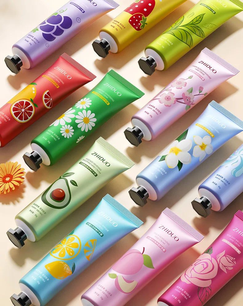 10pcs Fruit and Flower Fragrance Hand Cream Moisturizing Refreshing Nourishing Improving Roughness Hands Skin Care Products