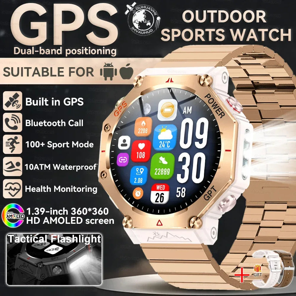 Military Smart Watch T-Rex 3 Bulit-in GPS Compass Altimeter Barometric 10ATM IP69K Waterproof AMOLED Bluetooth Call Smart watch - Wear444